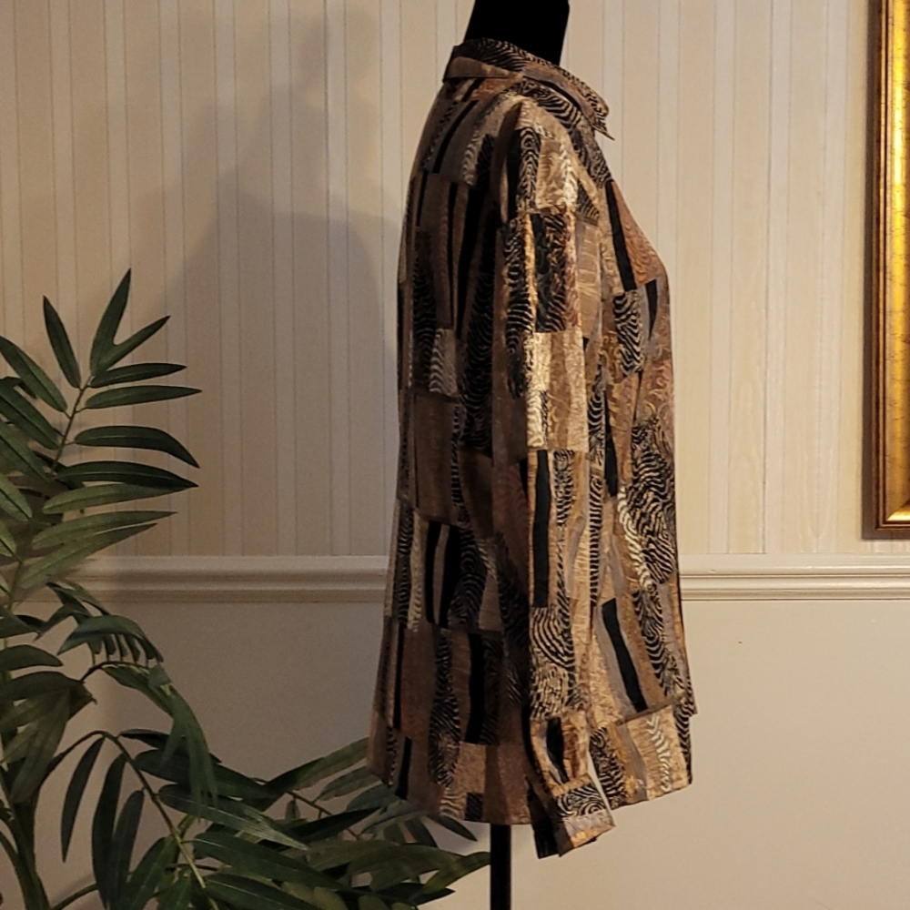 Tanjay Button Up Collared Long Sleeve Blouse Geom… - image 3